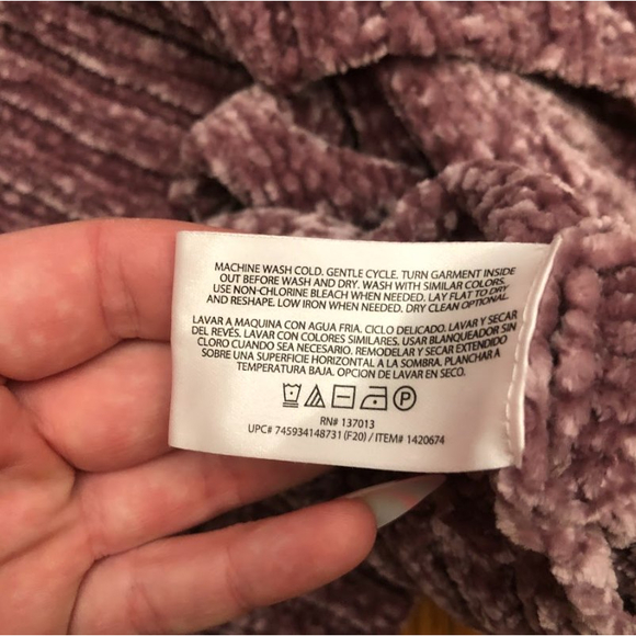 Orvis Womens Chenille Tunic Pullover V-Neck Sweater L Mauve Pink - Picture 5 of 6